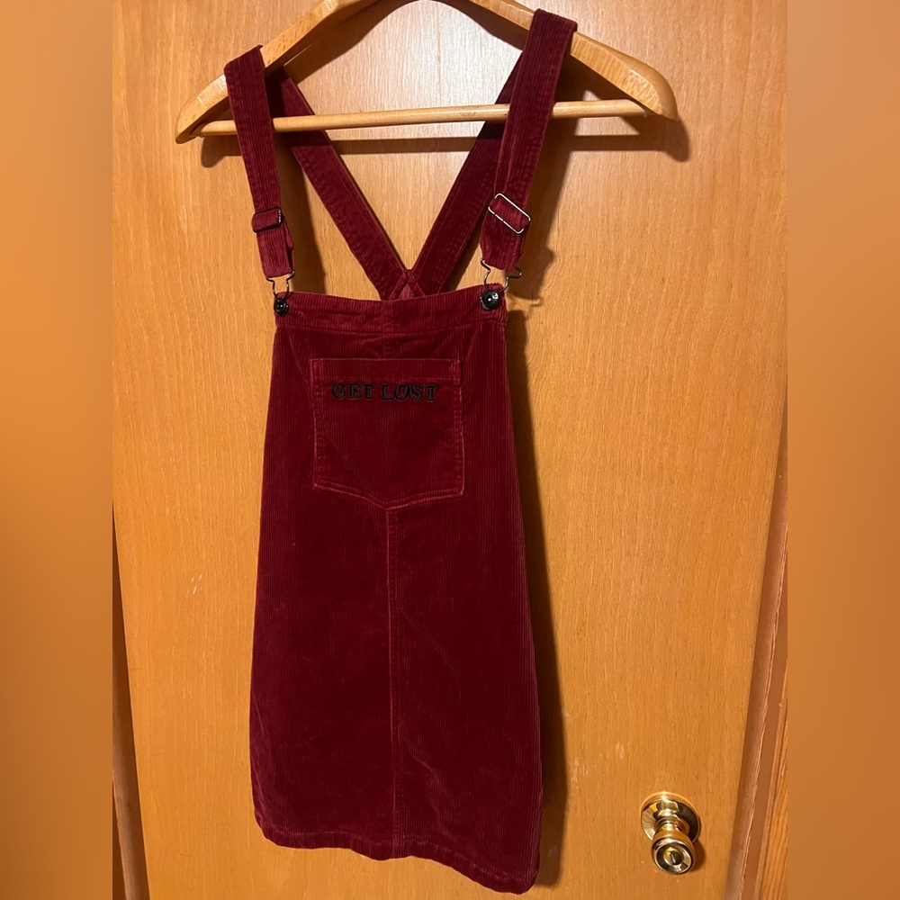 Hot Topic Burgundy “Get Lost” Overall Skirt Size L